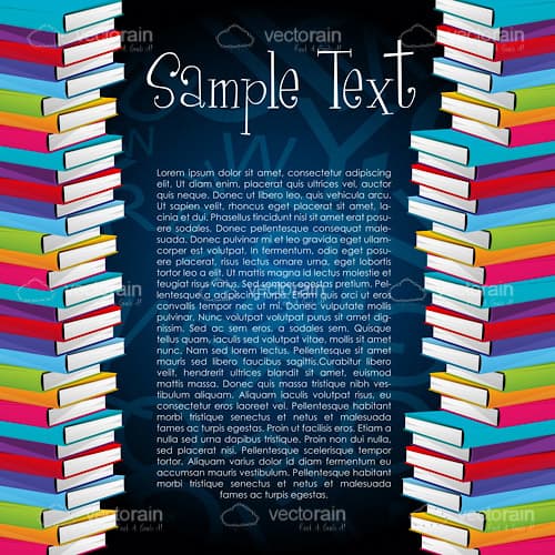 Colourful Books Background with Sample Text